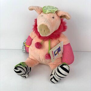 Vintage Manhattan Toy Tiptoes Touché Madge Pig Plush Zebra Socks 14”